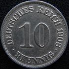 YS: Германия, Рейх, 10 пфеннигов 1908A, KM# 12 (2)