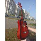 Гитара шестиструнная акустическая вишнёвый самберст металлические струны