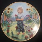 Тарелка Фарфор Мальчик Девочка Цветы Клеймо Декор Подарок Люди Дети Картина
