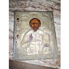 Икона старинная письмо  Николай Чудотворец с предстоящими святыми.