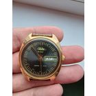 Часы ссср слава наручные, позолота ау 10, на ходу, календарь рабочий, распродажа коллекции