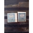 1921 Советская Россия Загорский 5  и 5б серо-синяя и серо-голубая чистые клей лёгкая наклейка и MNH** (4-3)