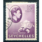 Британские колонии - Сейшелы - 1938/49г. - король Георг VI, ландшафты, черепаха, 12 с - 1 марка - гашёная [Mi 128]. #3-WB-88-A-1