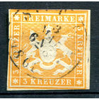 Королевство Вюртемберг - 1859/60г. - Герб Вюртемберга - 1 марка - гашёная [Mi 12]. #1-Wu-1-A-1