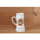 Бокал пивной лиса, колобок и надпись: "С кем поведешься - так тебе и надо"