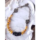 Бусы-трансформирующиеся в браслет из винтажного молочного янтаря и агата