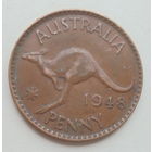 Австралия 1 пенни 1948 год король Георг VI с надписью  IND: IMP: кенгуру