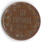 10 пенни 1908 год _состояние VF/XF