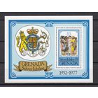 16.BrKS. Великобритания. Колонии. Антигуа. Серебряный юбилей Елизаветы II. Надпечатка. Королевский визит 1977 г. 5 $. Mi.#856. Block 66. MNH.