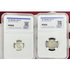 С рубля без мц! 25 и 50 пенни 1915 и 1916 MS 66 русская Финляндия! Серебро!