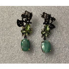 Серьги висюльки Изумруд природный Серебро 925 позолота Авторская работа
