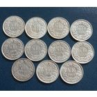 Швейцария 1/2 франка 1920,51,52,56,59,60,62,63,64,65,67...год,Серебро. Без мц