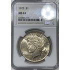Доллар мирный 1925 ms 63 NGC. Редкий год! Яркая!