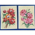 Зеленов В. Маки. Ландыши. Гвоздики.  3 открытки БССР. 1950-е. Чистые. Цена за 1.