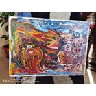 ШИКАРНАЯ КАРТИНА МАСЛО ДВП БОГАТЫРЬ И ЗМЕЙ ГОРЫНЫЧ 1986 ГОД   ХУДОЖНИК ГАЛИЕВИЧ  АУКЦИОН ВСЕГО 5 ДНЕЙ