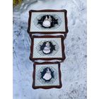 Набор Винтажных Столиков из Дерева с Плиткой / Комплект 3 в 1, Франция ХХ век.