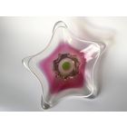 Ваза для фруктов цветное стекло Чехия винтаж 34см