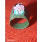 Кольцо,перстень, Зекпром?,латунь(бронза) оргстекло, Ручная работа