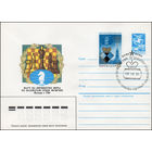 Художественный маркированный конверт СССР со спецгашением N 84-347 (27.07.1984) Матч на первенство мира по шахматам среди мужчин  Москва 1984