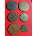 Монеты РИ - 6 шт. 5 копеек 1869 г, 1 копейка 1903 г. и др. С рубля, без м.ц. См. другие мои лоты.
