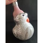 Игрушка ёлочная Петушок в розовой шапке (курочка), стекло. СССР