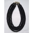 Бусы. Многорядное ожерелье из черного стекла. Шарики
