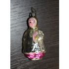 Новогодняя елочная игрушка, из СССР "Девочка", тонкое стекло.