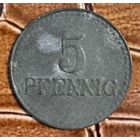 Монета 5 пфеннигов 1917 год. Леннеп. Веймарская республика