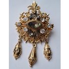 Крупная брошь с подвесками и кристаллами,  70-е годы