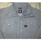 G-STAR RAW Нидерланды Голубая Джинсовая Рубашка Вышивка зеленого цвета Белые Перламутровые Кнопки Логотип Нашивки Карманы