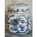 Старинная китайская четырёхгранная сахарница. Фаянс. Распродажа.