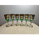 Все лоты с 1 Рубля. Комплект Рюмок. Неман. Позолота, зеленое стекло.