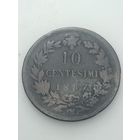 Италия 10 чентезимо 1866 года .  ОМ