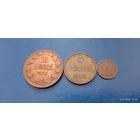 10,5 и 1 пенни 1916 год Российская Финляндия (Состояние на фото,в лоте 3 монеты)