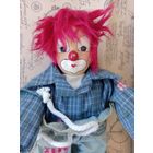 Клоун винтажный.  Европа. Клоун мягконабивной с фарфоровым лицом и выпуклым носом