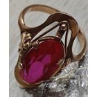 Золотое кольцо с корундом. 583 пр. Советская классика. 1961 года. Рига. Прекрасное состояние. 4.7 грамма