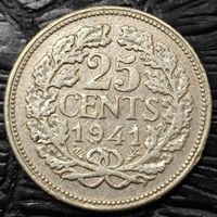 Нидерланды 25 центов, 1941 года. Вильгельмина