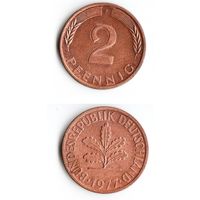 2 пфеннига Германия 1977 года(F)