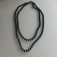 Бусы винтажные. Черные с отливом. 120 см.