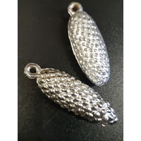 Ёлочная игрушка Шишка серебряная, пластик. СССР