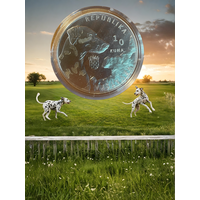 Хорватия 10 кун 2021 года. Далматинец. Серебро 999/1000! Сторгуй за свою цену