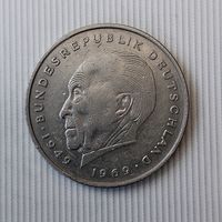 2 марки 1972 года (G) Германия. Федеративная республика (ФРГ). Конрад Аденауэр. 20 лет ФРГ.