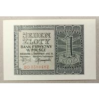 1 злотый 1941 года - Польша - aUNC UNC