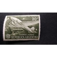 АРГЕНТИНА\173с\  Авиация 1951. самолет Дуглас DC3. авиапочта