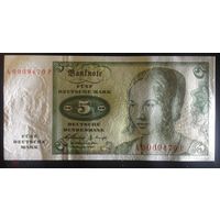 ГЕРМАНИЯ ФРГ 5 марок 1960 г А 6969470 Р UNC ПРЕСС, Бона из пачки