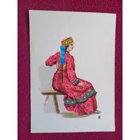 Девичий костюм Костромской губернии. 1957 г. Чистая.