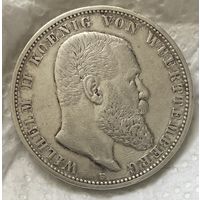 Монета 5 марок 1902 год. Вюртемберг. Германская империя.
