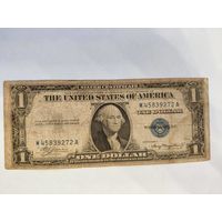1 доллару США 1935 года серебряный сертификат с синей печатью.