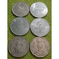 Индия набор 6 х 2 рупии юбилейные 1999 - 2010 г