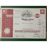 РАСПРОДАЖА КОЛЛЕКЦИИ. Акция Western Union telegraph company 1966 г.